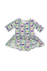 Mardi Gras 3/4 Sleeve Twirl Bodysuit-Mila & Rose ®