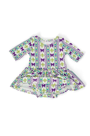 Mardi Gras 3/4 Sleeve Twirl Bodysuit-Mila & Rose ®