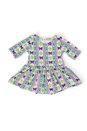 Mardi Gras 3/4 Sleeve Twirl Bodysuit-Mila & Rose ®
