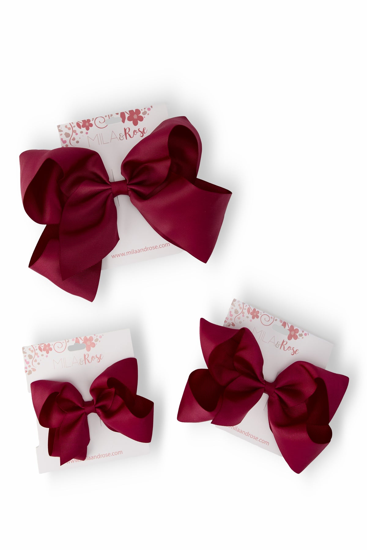 Maroon Grosgrain Hair Bow-Mila & Rose ®