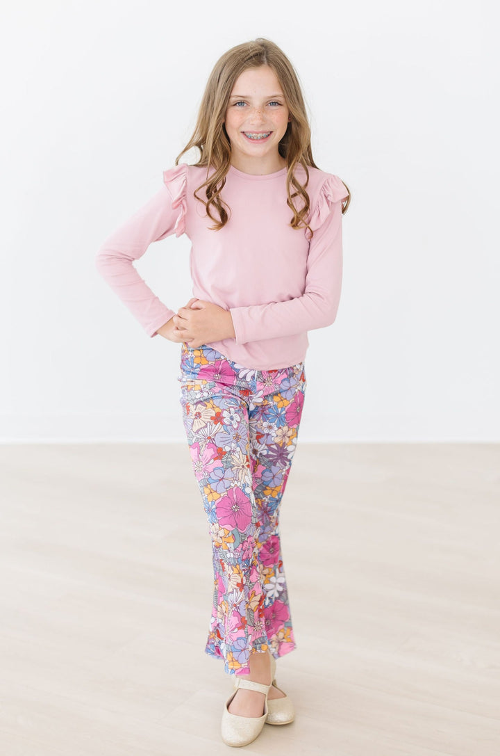 Mauve What's Up Buttercup Ribbed Velvet Bells-Mila & Rose ®