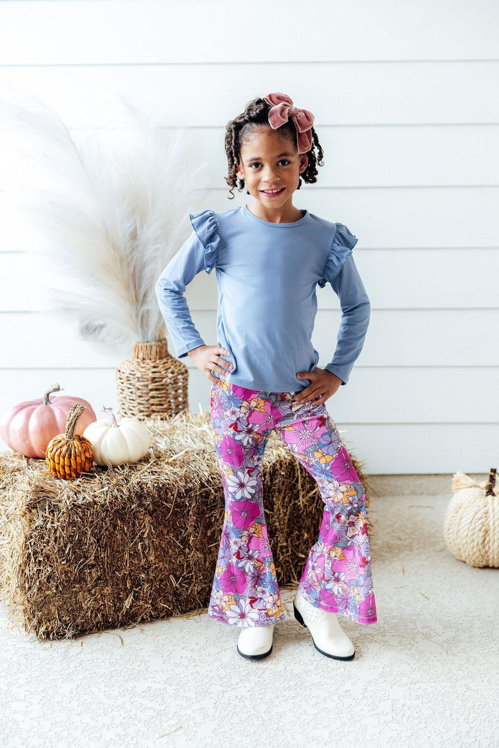 Mauve What's Up Buttercup Ribbed Velvet Bells-Mila & Rose ®