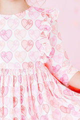 Melt My Heart 3/4 Sleeve Ruffle Twirl Dress-Mila & Rose ®