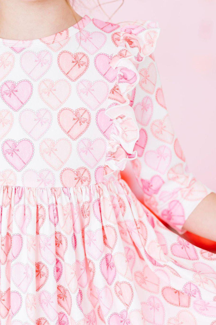 Melt My Heart 3/4 Sleeve Ruffle Twirl Dress-Mila & Rose ®