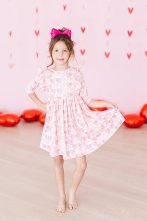 Melt My Heart 3/4 Sleeve Ruffle Twirl Dress-Mila & Rose ®