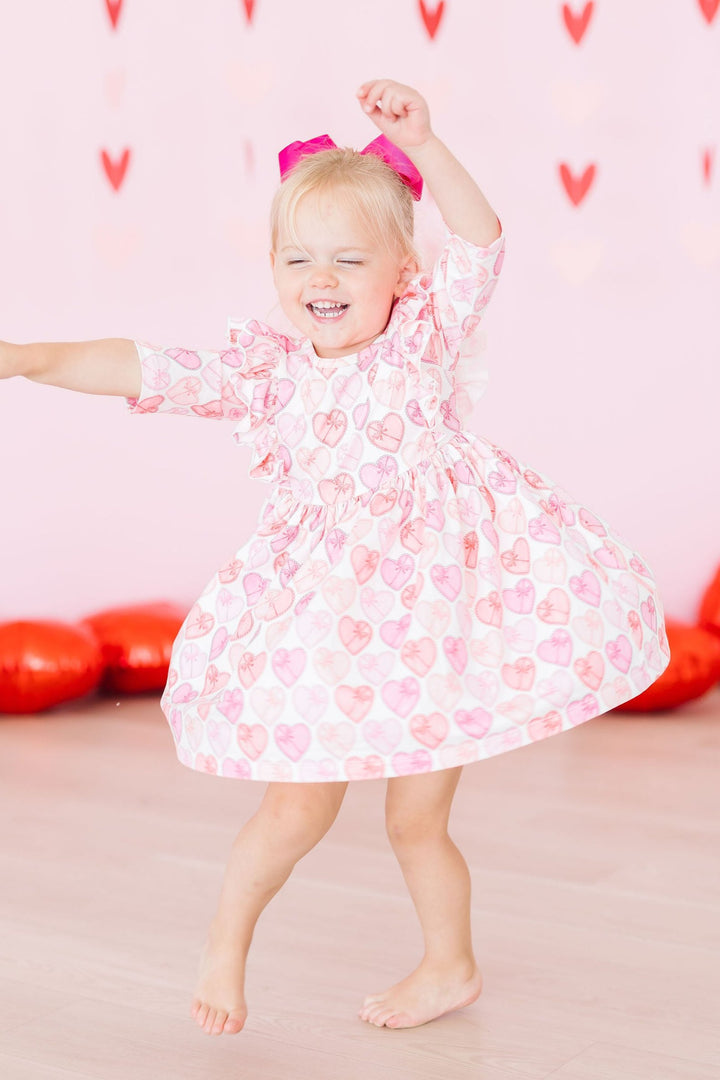 Melt My Heart 3/4 Sleeve Ruffle Twirl Dress-Mila & Rose ®