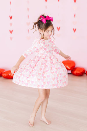 Melt My Heart 3/4 Sleeve Ruffle Twirl Dress-Mila & Rose ®