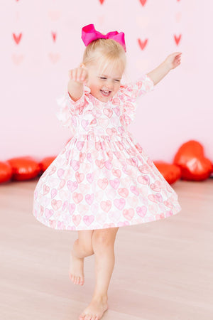 Melt My Heart 3/4 Sleeve Ruffle Twirl Dress-Mila & Rose ®