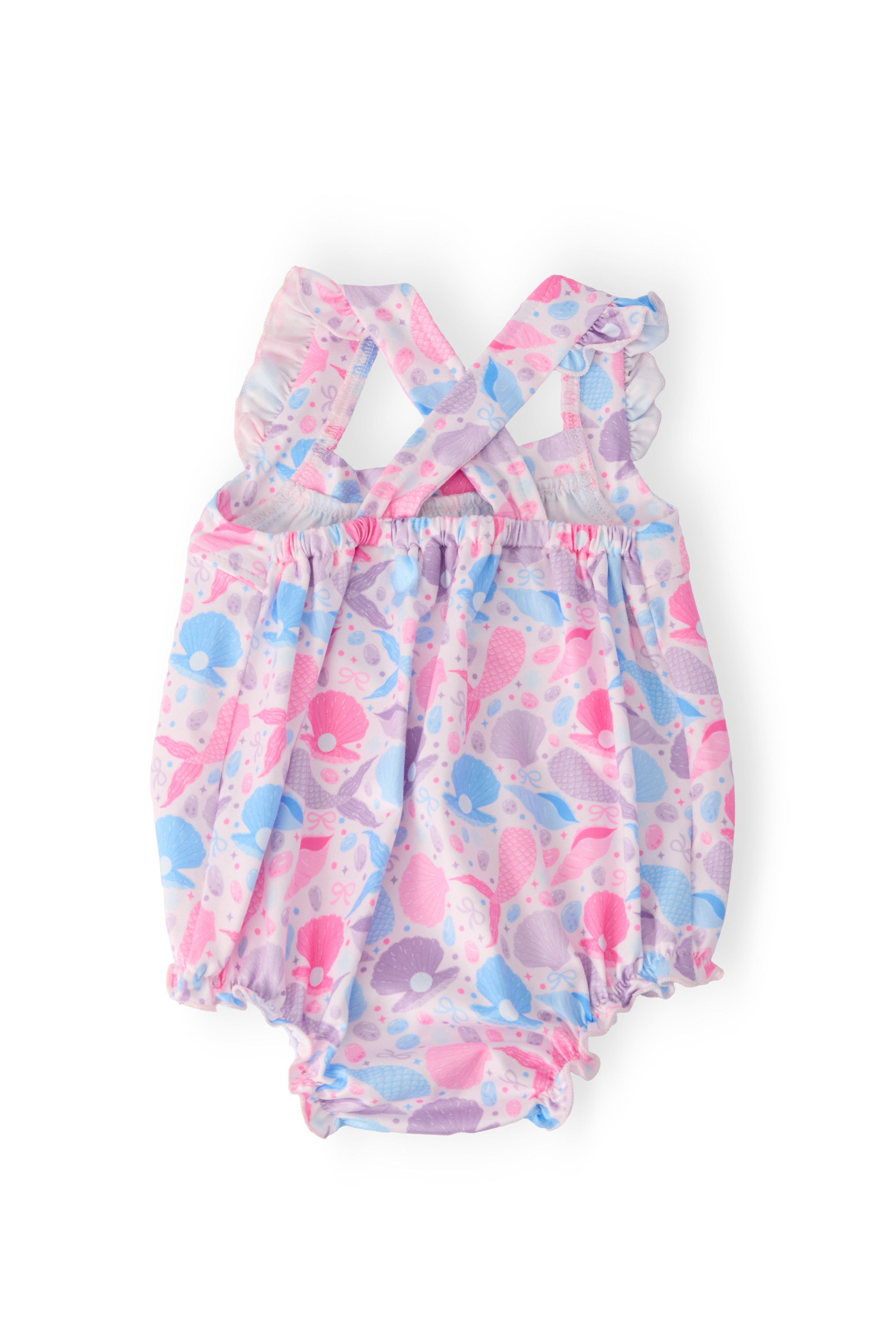 Mermaid Tails Ruffle Cross Back Romper-Mila & Rose ®