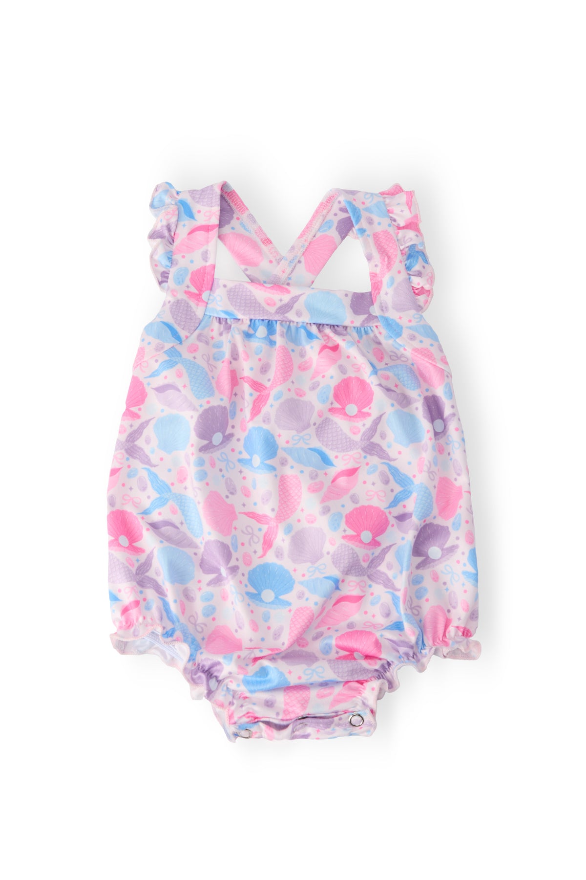 Mermaid Tails Ruffle Cross Back Romper-Mila & Rose ®
