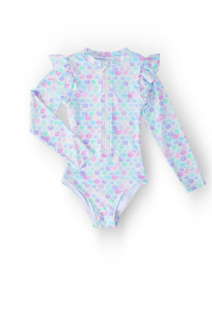 Mermaid Scales L/S Flutter One-Piece Swimsuit-Mila & Rose ®