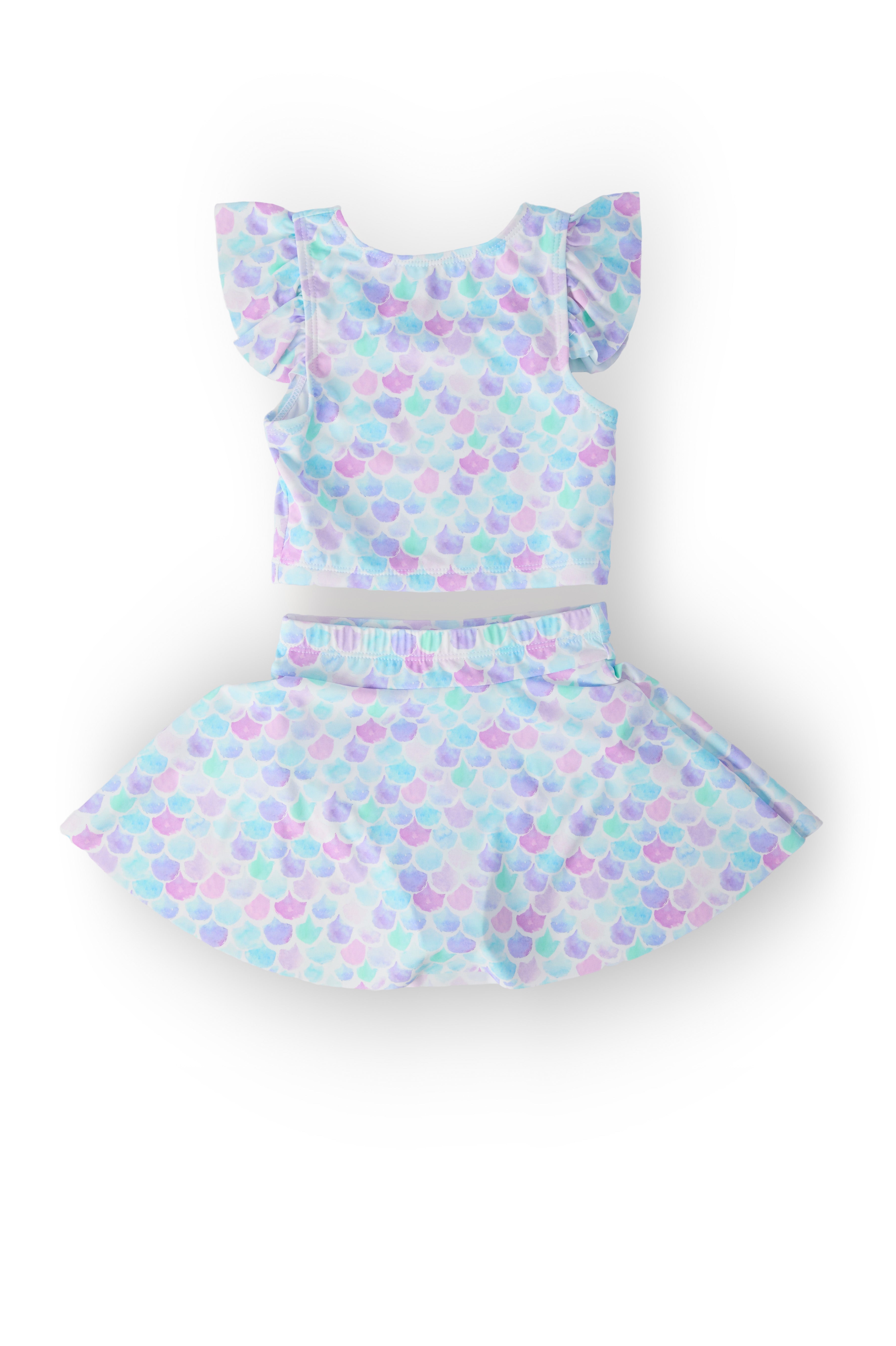 Mermaid Scales Flutter Sleeve Twirl-kini Swimsuit Set-Mila & Rose ®