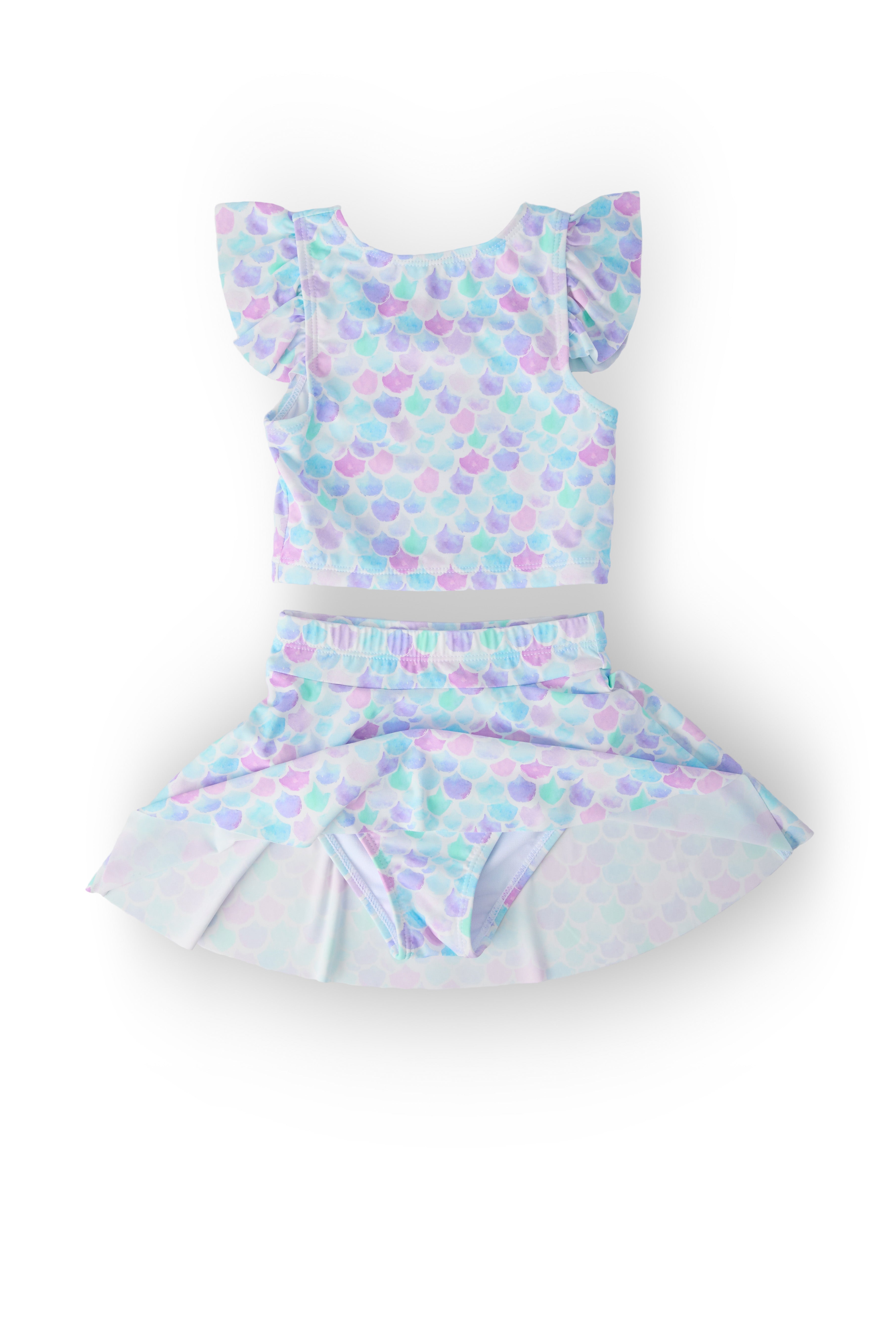 Mermaid Scales Flutter Sleeve Twirl-kini Swimsuit Set-Mila & Rose ®