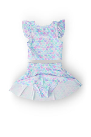 Mermaid Scales Flutter Sleeve Twirl-kini Swimsuit Set-Mila & Rose ®