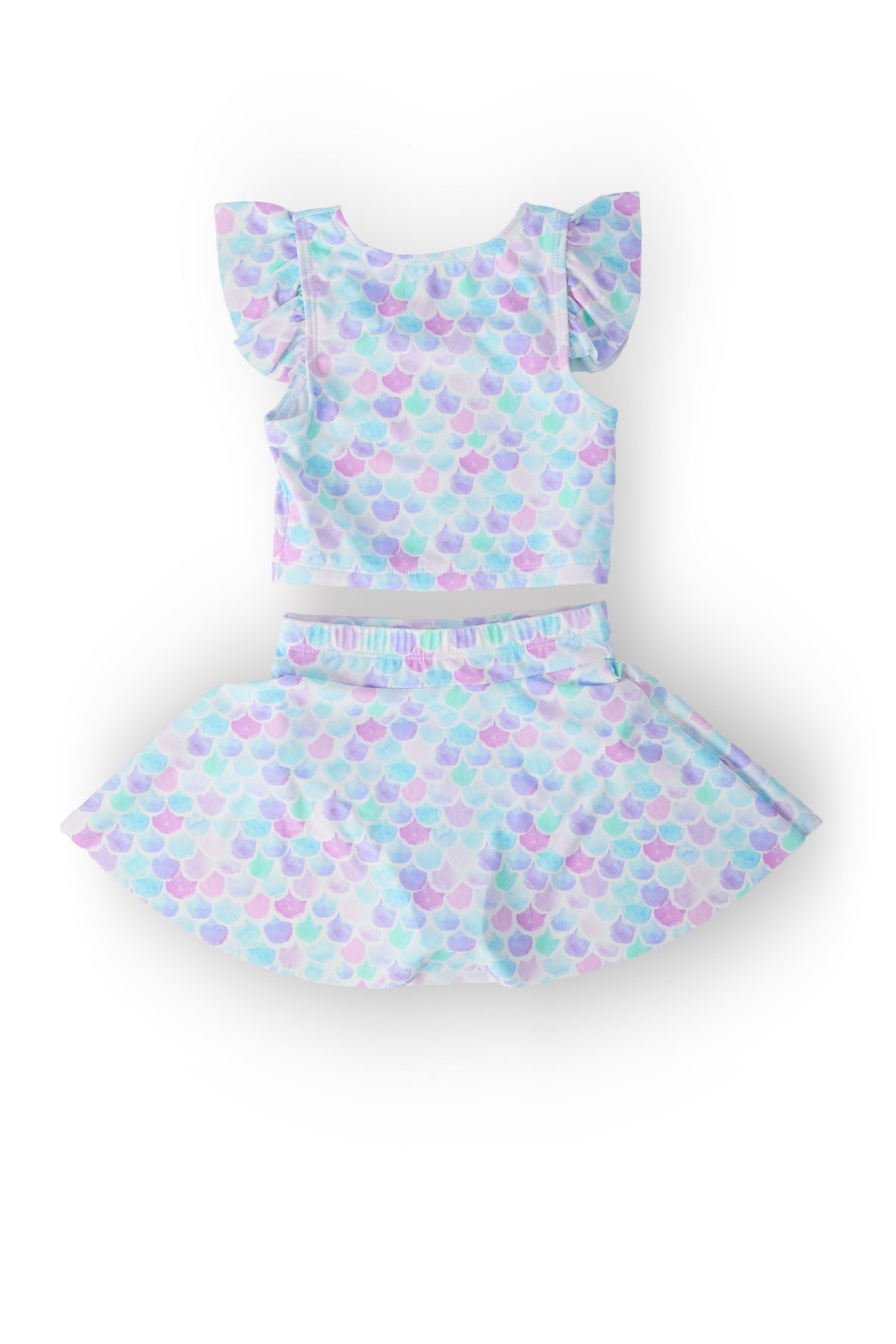(V) Mermaid Scales Flutter Sleeve Twirl-kini Swimsuit Set-Mila & Rose ®