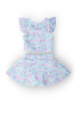 Mermaid Scales Flutter Sleeve Twirl-kini Swimsuit Set-Mila & Rose ®