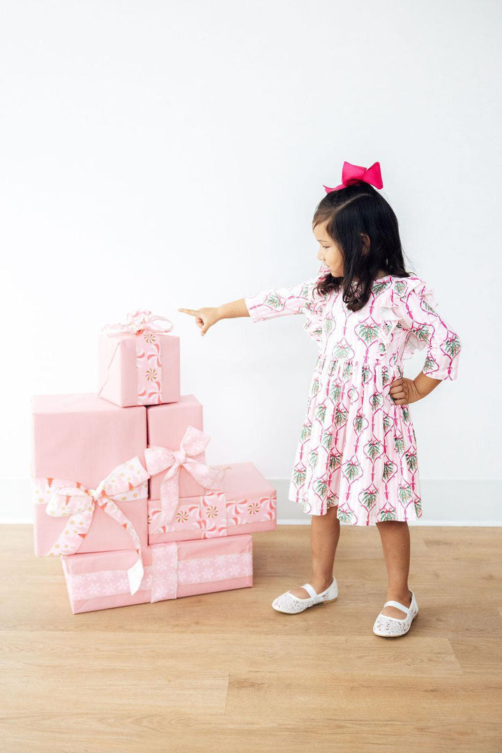 Merry Mistletoe 3/4 Sleeve Ruffle Twirl Dress-Mila & Rose ®