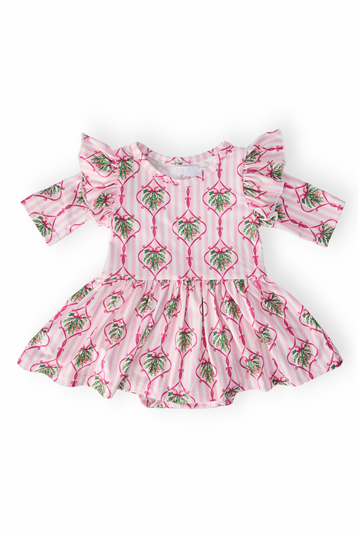 Merry Mistletoe 3/4 Sleeve Twirl Flutter Bodysuit-Mila & Rose ®