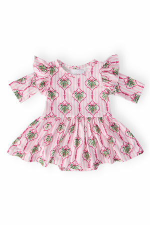 Merry Mistletoe 3/4 Sleeve Twirl Flutter Bodysuit-Mila & Rose ®