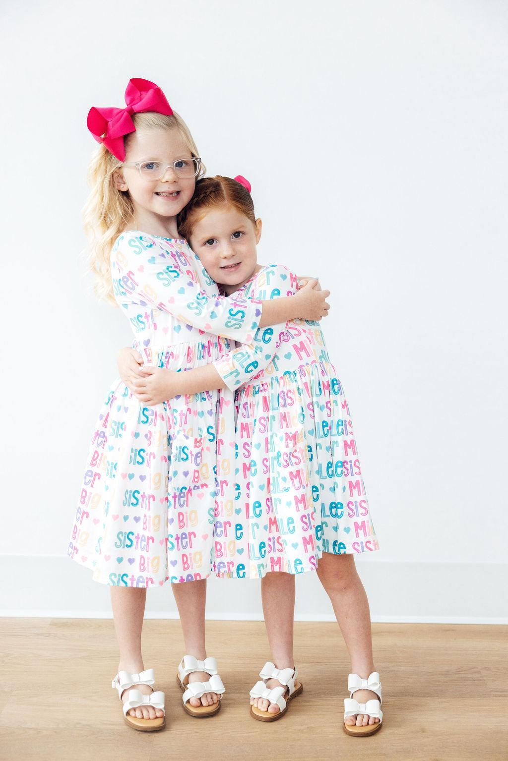 Girls' Big Sister 3/4 Sleeve Pocket Twirl Dress Size: 2T Toddler By Mila & Rose Girls' Big Sister 3/4 Sleeve Pocket Twirl Dress Size: 2T Toddler By Mila & Rose
