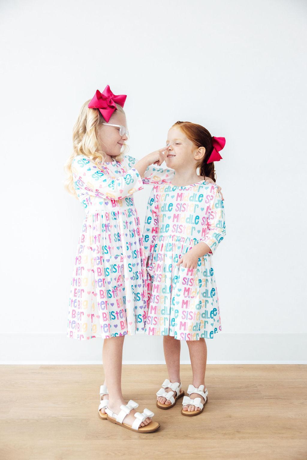 Big Sister 3/4 Sleeve Pocket Twirl Dress-Mila & Rose ®