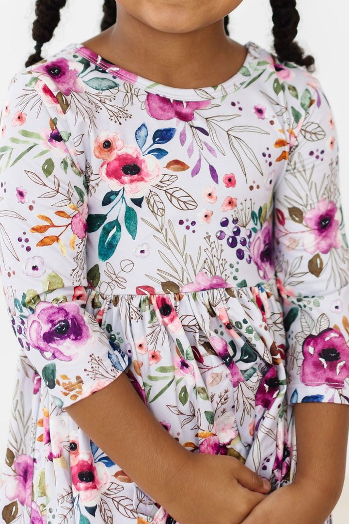 Midnight Rain 3/4 Sleeve Pocket Twirl Dress-Mila & Rose ®
