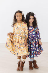 Midnight Rainbow 3/4 Sleeve Pocket Twirl Dress-Mila & Rose ®