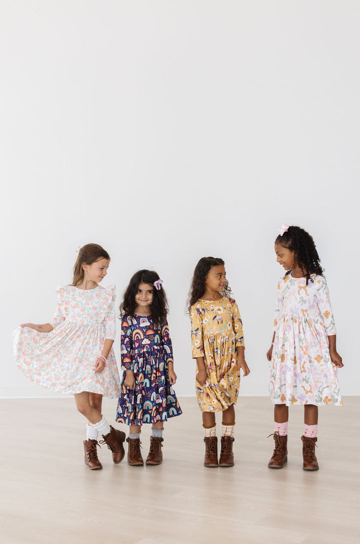 Midnight Rainbow 3/4 Sleeve Pocket Twirl Dress-Mila & Rose ®