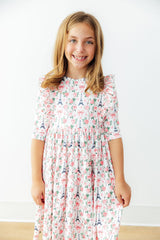 Mila in Paris 3/4 Sleeve Ruffle Twirl Dress-Mila & Rose ®