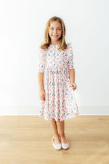 Mila in Paris 3/4 Sleeve Ruffle Twirl Dress-Mila & Rose ®