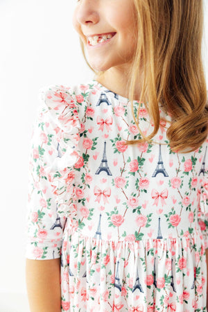 Mila in Paris 3/4 Sleeve Ruffle Twirl Dress-Mila & Rose ®