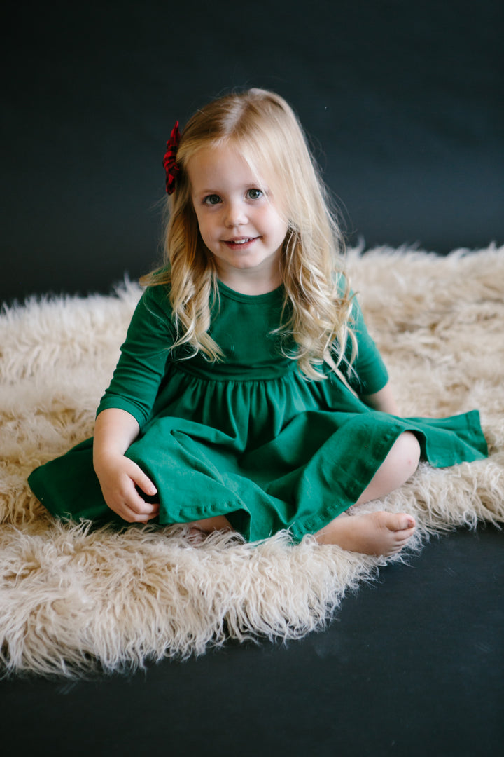 Spruce 3/4 Sleeve Pocket Twirl Dress-Mila & Rose ®