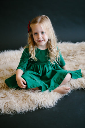 Spruce 3/4 Sleeve Pocket Twirl Dress-Mila & Rose ®