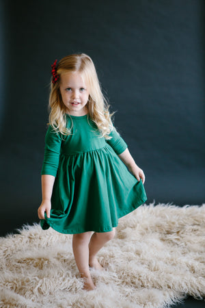 Spruce 3/4 Sleeve Pocket Twirl Dress-Mila & Rose ®