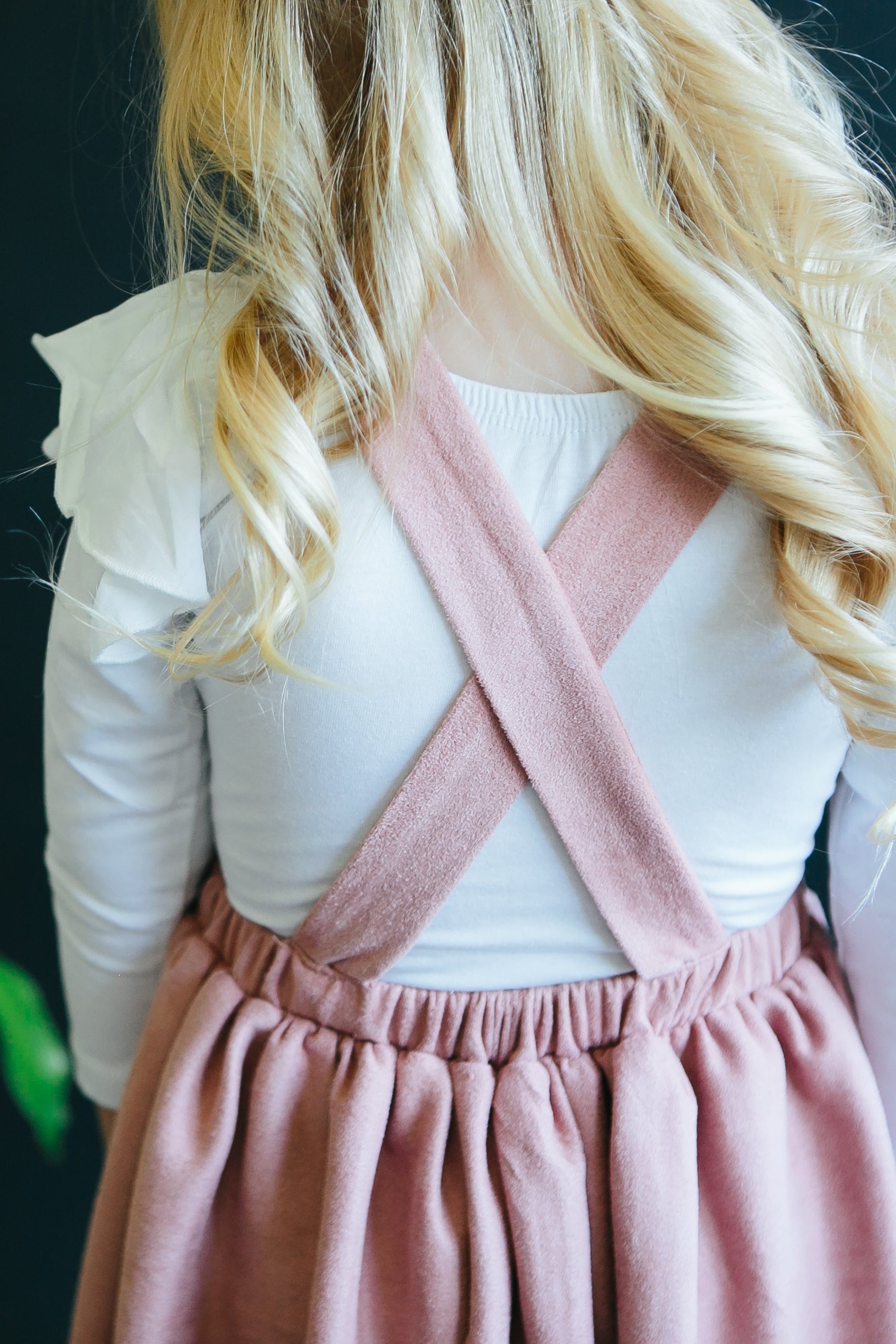 Vintage Pink Faux Suede Pinafore-Mila & Rose ®