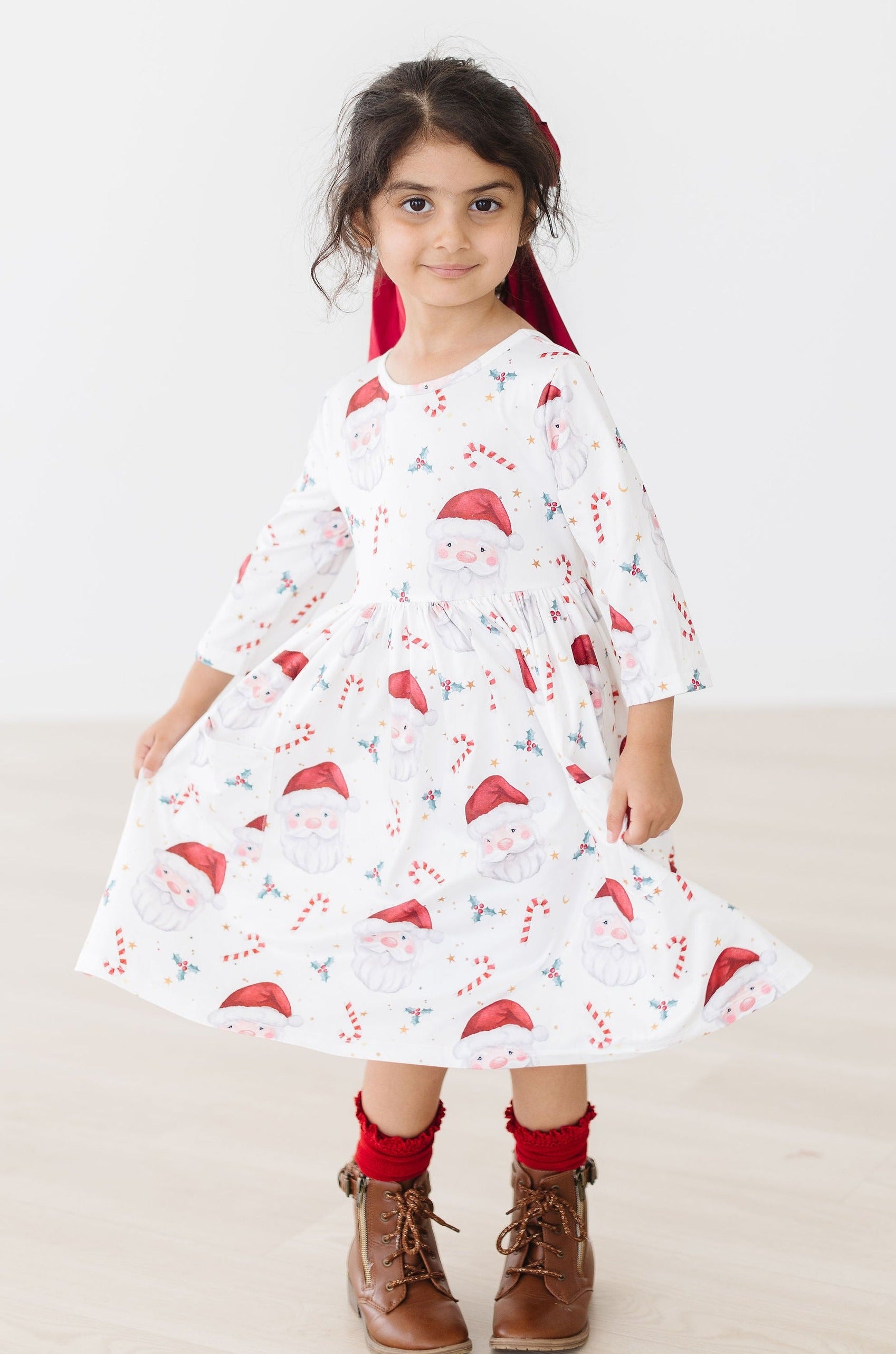 Mistletoe Magic 3/4 Sleeve Pocket Twirl Dress-Mila & Rose ®