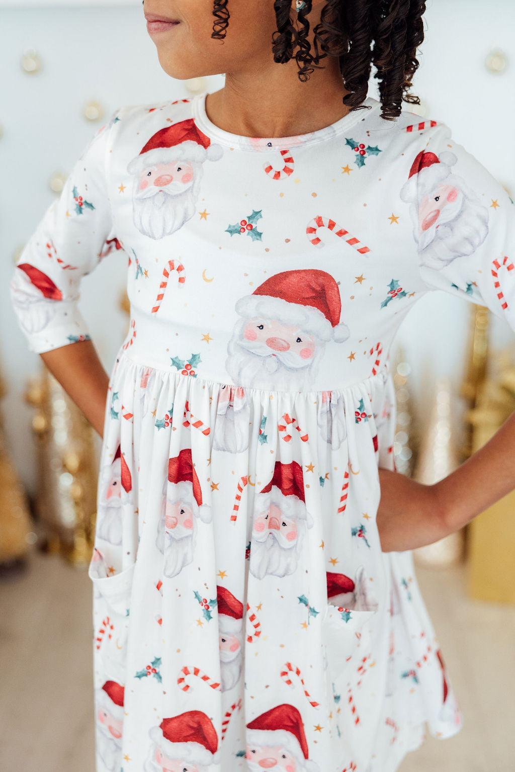 Mistletoe Magic 3/4 Sleeve Pocket Twirl Dress-Mila & Rose ®