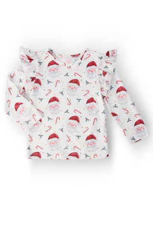 Mistletoe Magic L/S Ruffle Tee-Mila & Rose ®