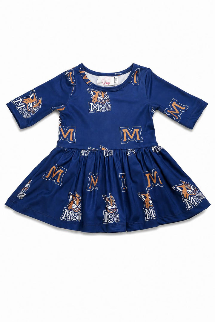 Montana State University Blue Bobcat 3/4 Sleeve Twirl Bodysuit-Mila & Rose ®