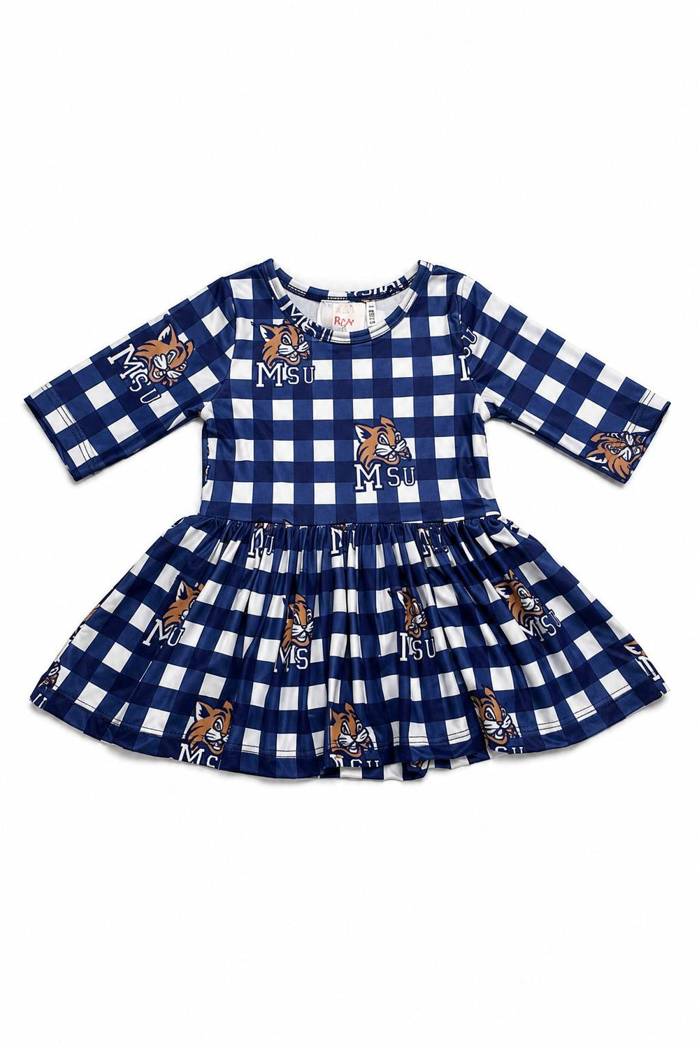 Montana State University Plaid Bobcat 3/4 Sleeve Twirl Bodysuit-Mila & Rose ®