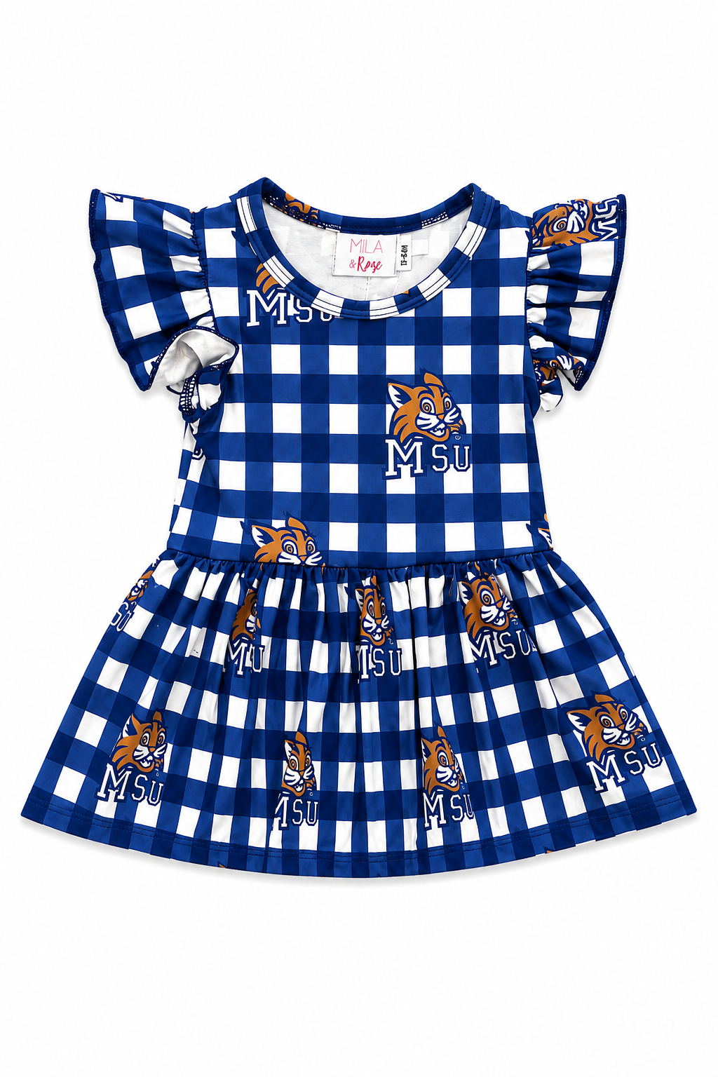 Montana State University Plaid Bobcat S/S Flutter Twirl Bodysuit