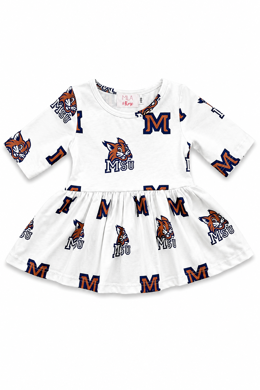 Montana State University White Bobcat 3/4 Sleeve Twirl Bodysuit