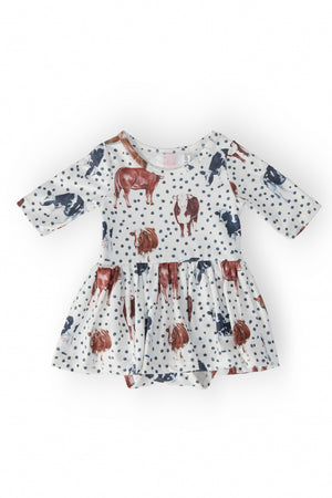 Moo Meadows 3/4 Sleeve Twirl Bodysuit-Mila & Rose ®