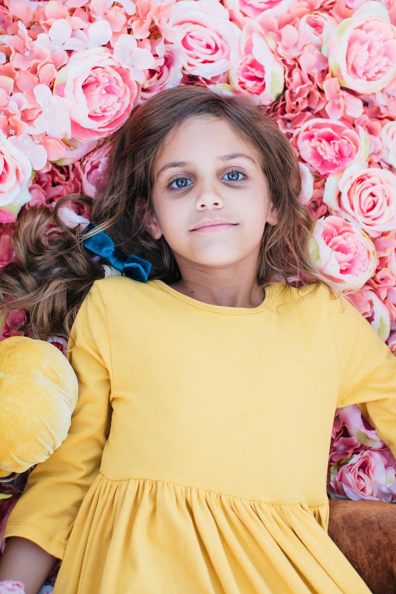 Mustard 3/4 Sleeve Pocket Twirl Dress-Mila & Rose ®