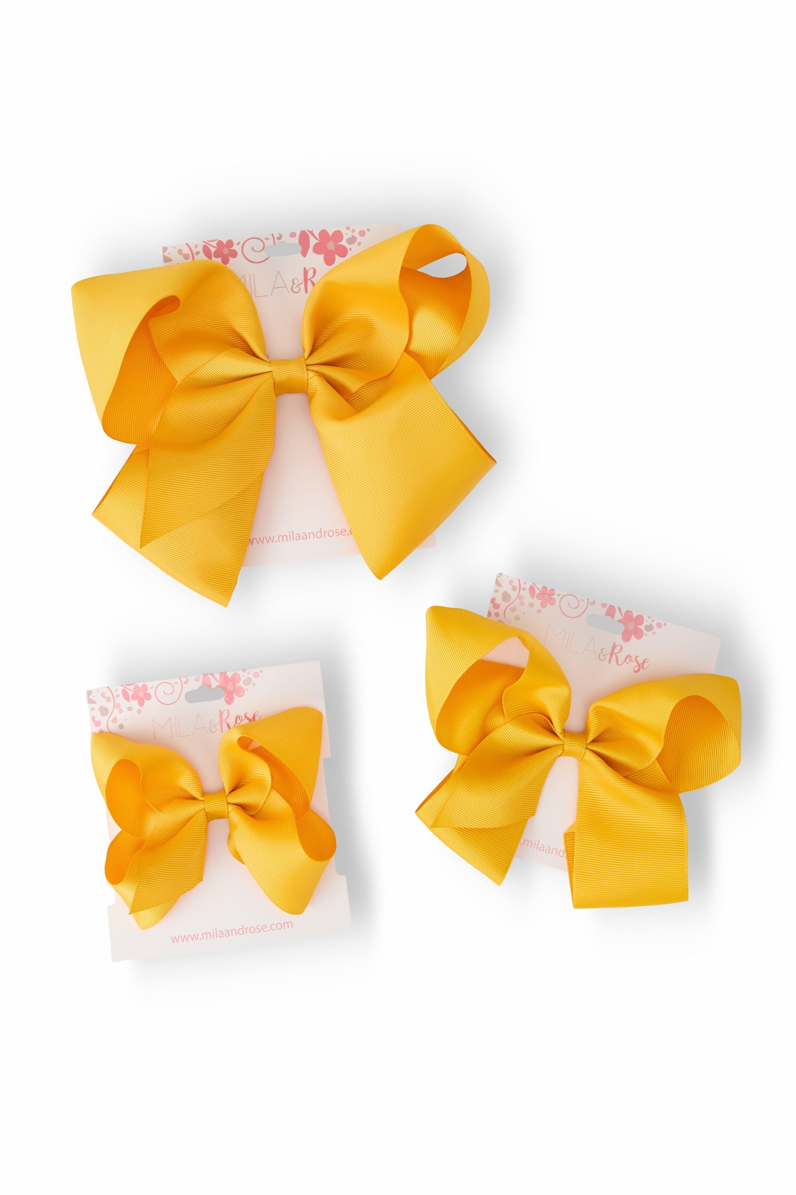 Mustard Grosgrain Hair Bow-Mila & Rose ®