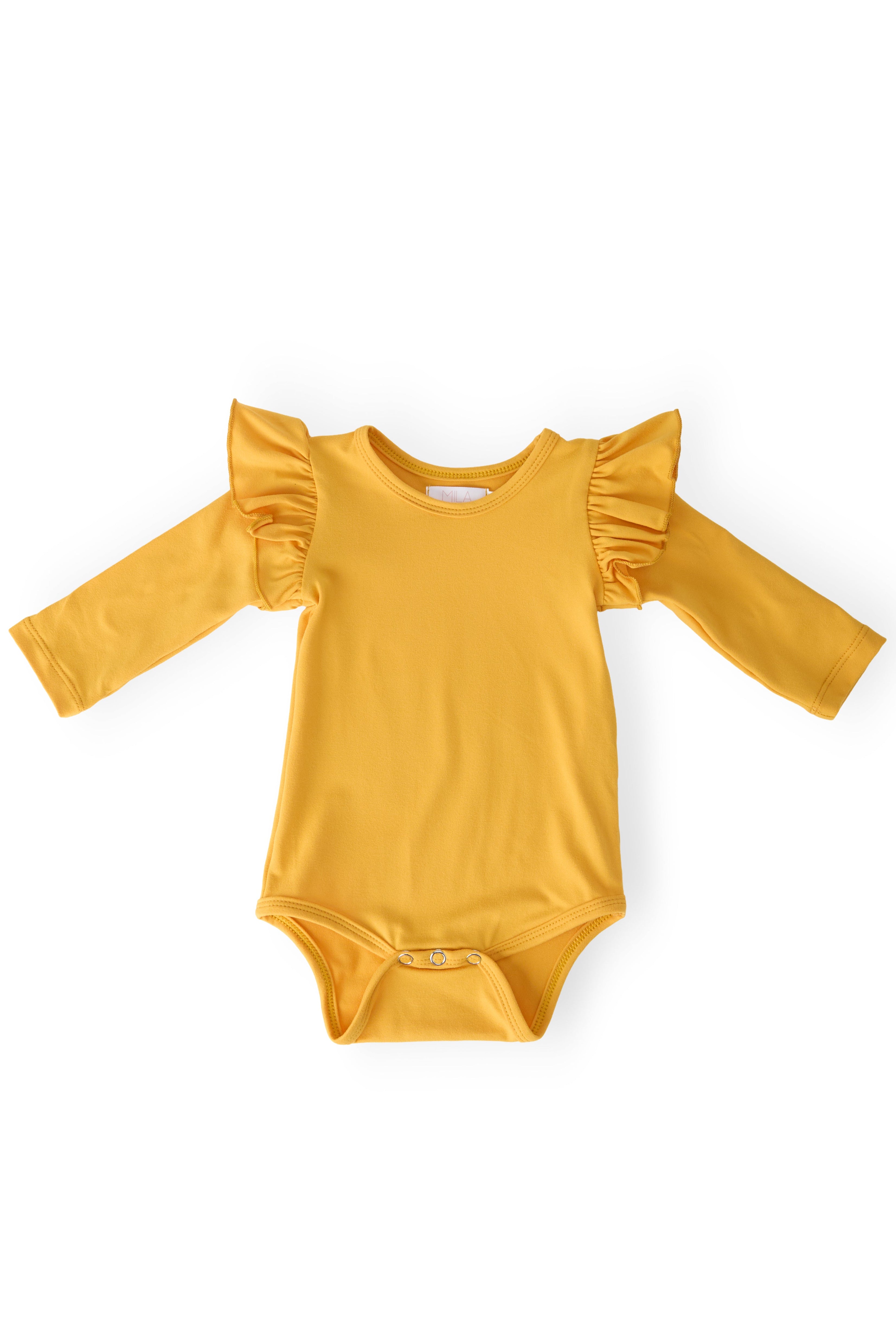 Mustard L/S Flutter Bodysuit-Mila & Rose ®