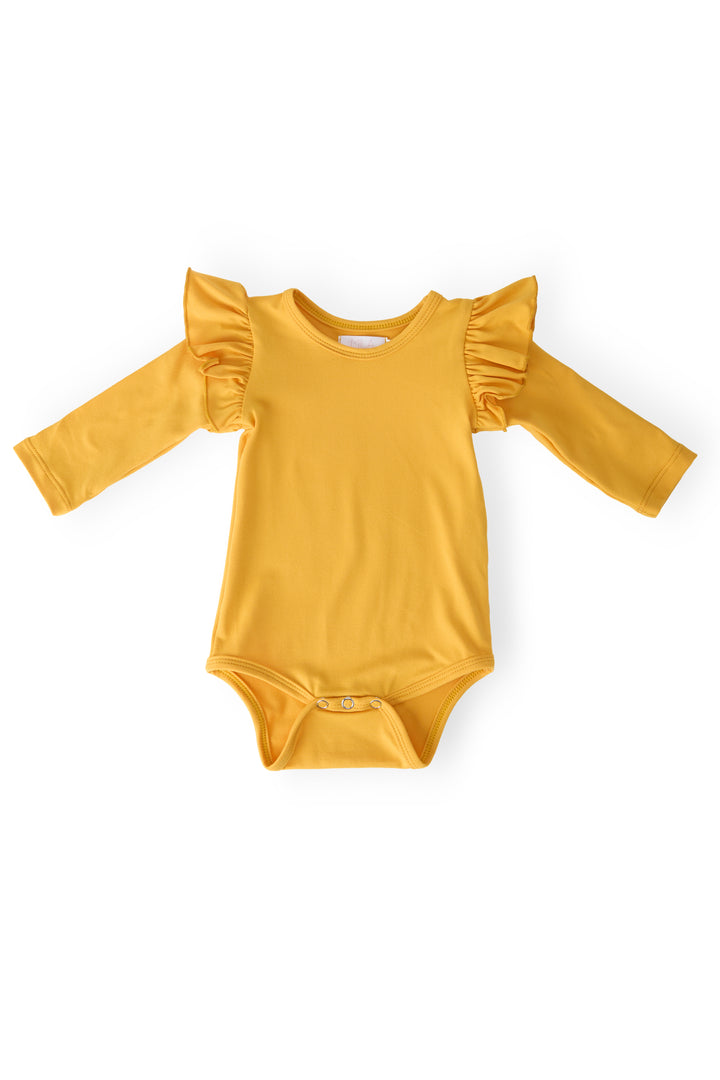 Mustard L/S Flutter Bodysuit-Mila & Rose ®