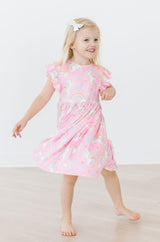 (V) My Little Unicorn Flutter Sleeve Twirl Dress-Mila & Rose ®