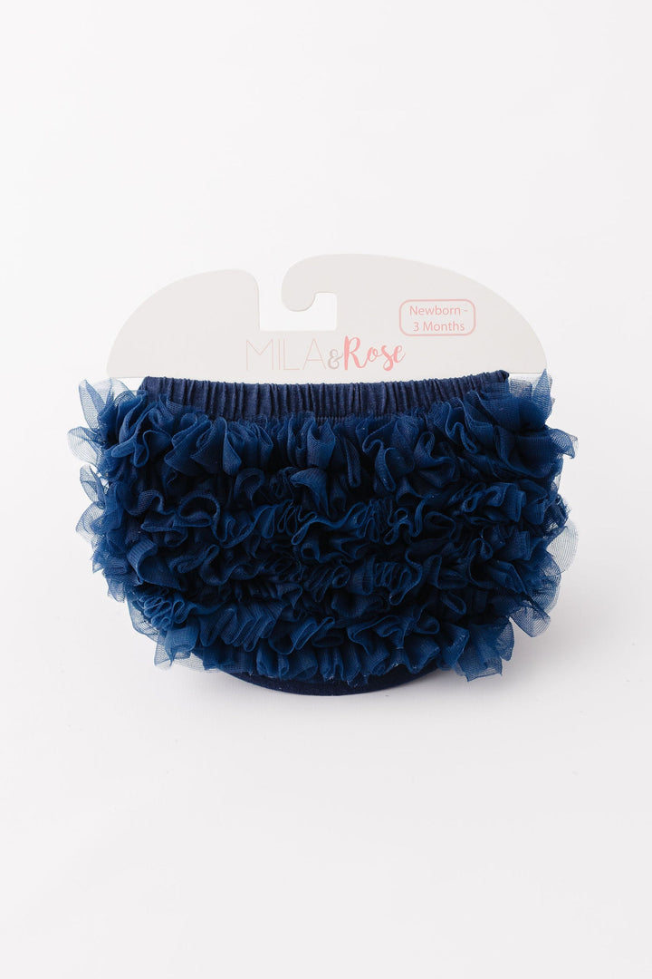 Navy Blue Ruffle Bum Bloomer-Mila & Rose ®