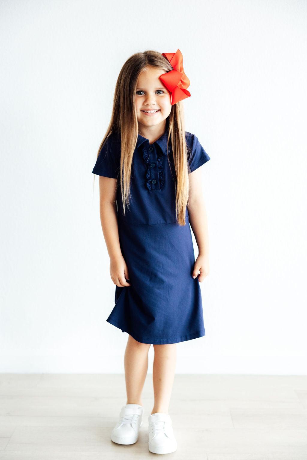 Navy S/S Polo Dress-Mila & Rose ®